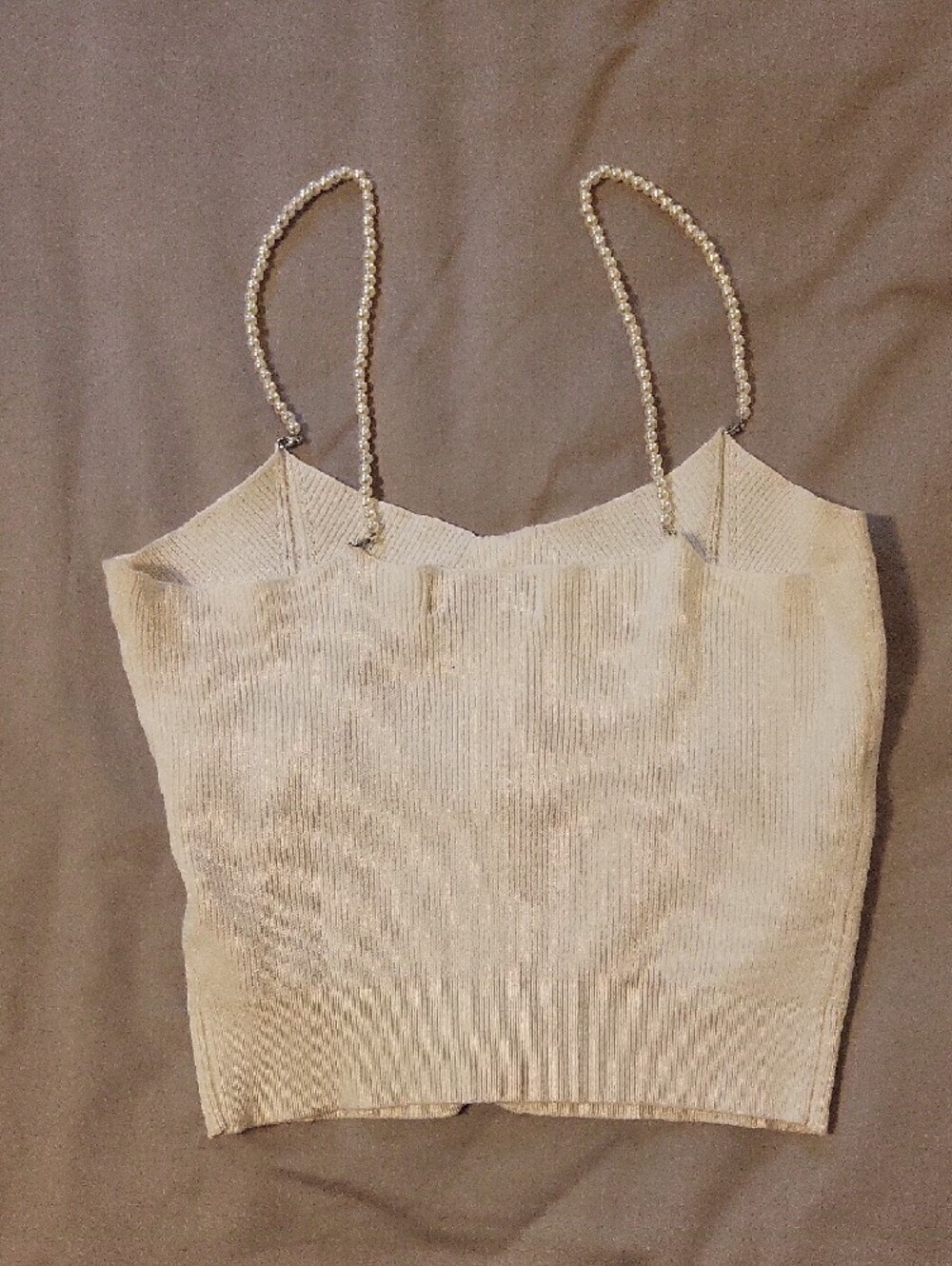 RIHOAS Cream Beaded-Strap Knit Crop Top - Picture 3 of 8